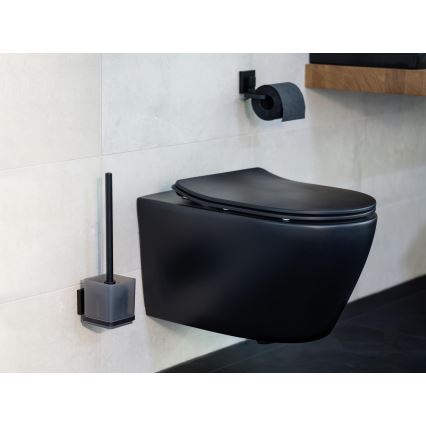 WENKO 71447800 - Toalettpappershållare VACUUM-LOC QUADRO ED 14x11 cm, svart