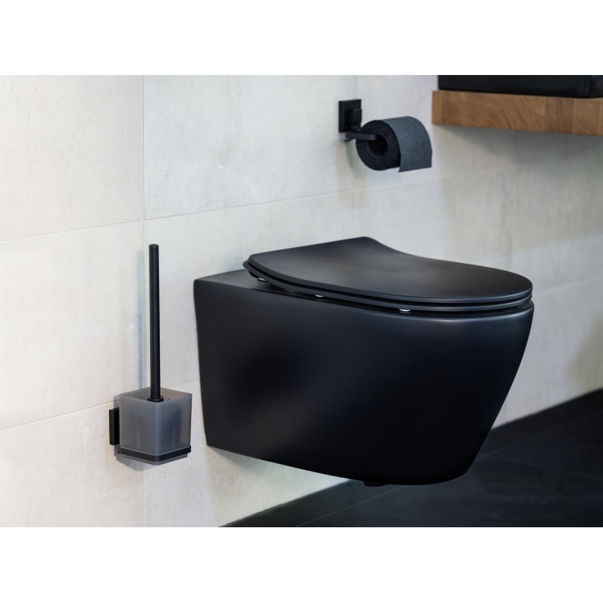 WENKO 71447800 - Toalettpappershållare VACUUM-LOC QUADRO ED 14x11 cm, svart