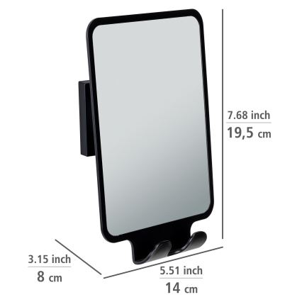 WENKO 71449800 - Spegel VACUUM-LOC QUADRO ED 14x19,5 cm svart