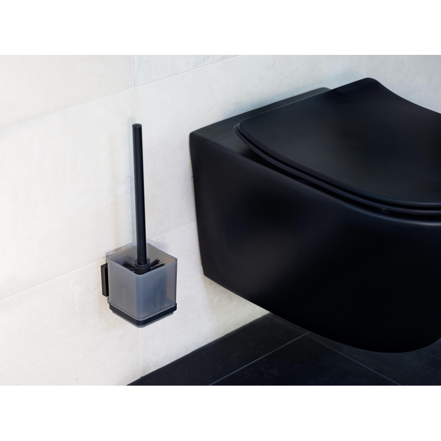WENKO 71450800 - WC-set VACUUM-LOC QUADRO ED 9,5x37 cm svart