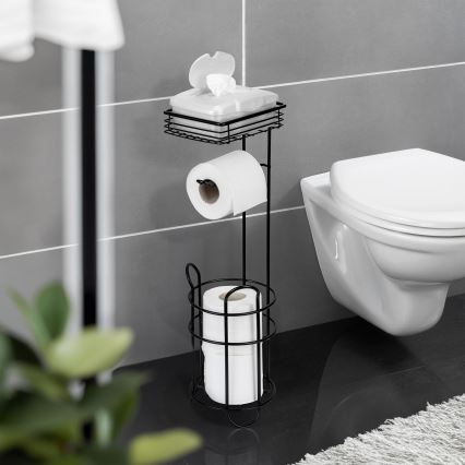 WENKO 71451800 - Toalettpappershållare 16x59 cm svart