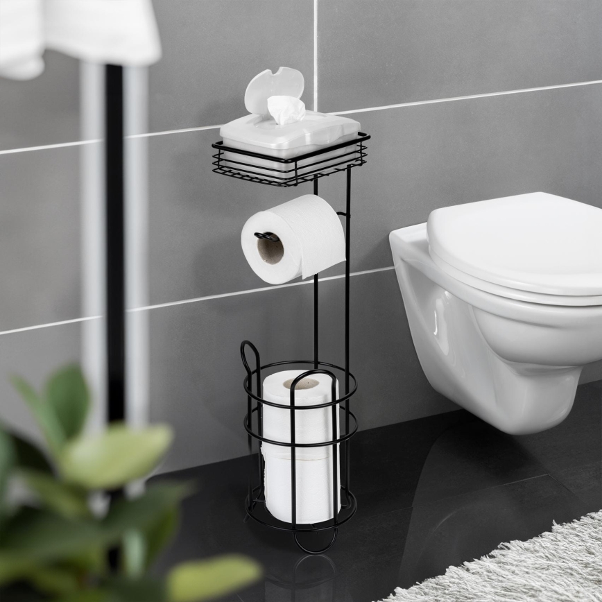 WENKO 71451800 - Toalettpappershållare 16x59 cm svart