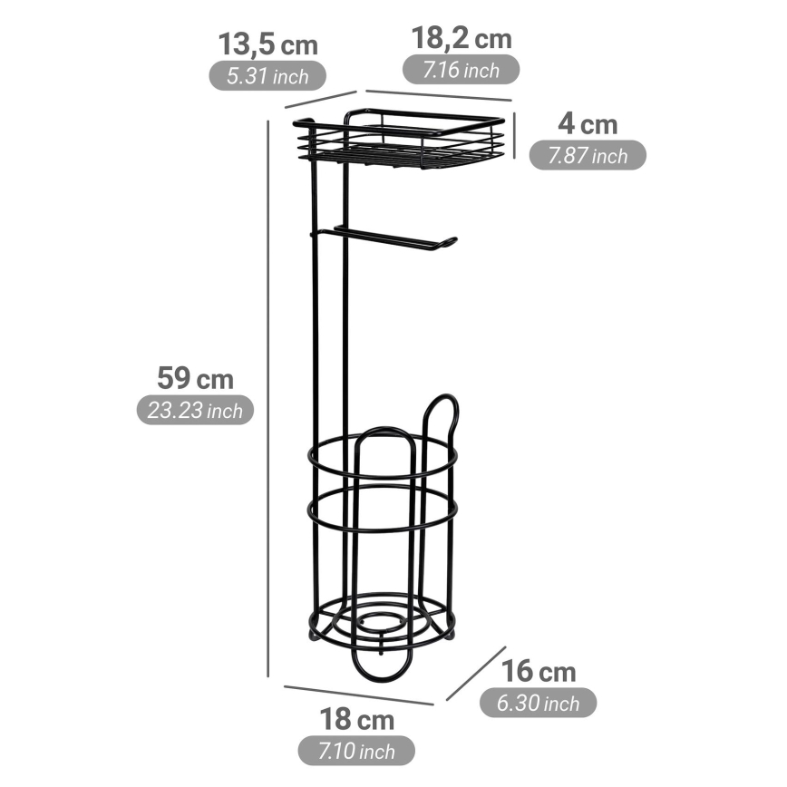 WENKO 71451800 - Toalettpappershållare 16x59 cm svart