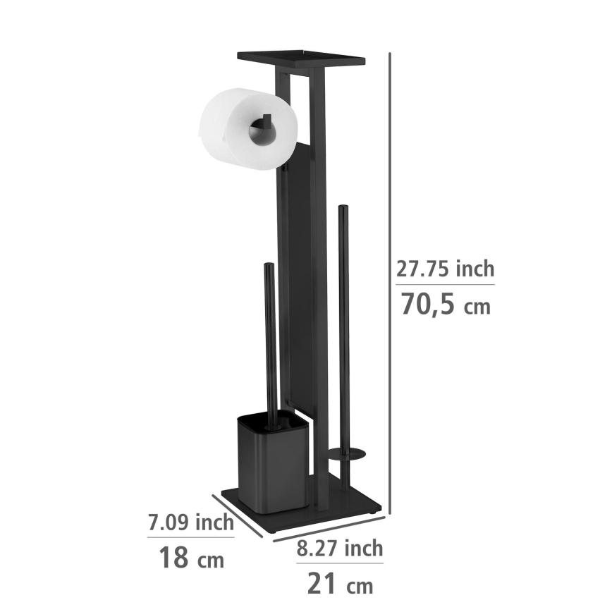 WENKO 71558800 - WC-set DEBAR 21x70,5 cm rostfritt stål/svart