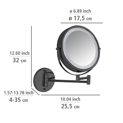 WENKO 71559800 - Spegel POWER-LOC 25,5x32 cm svart