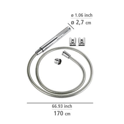WENKO 81340100 - Dusch DUO 170 x 2,7 cm polerad krom/silver/grå