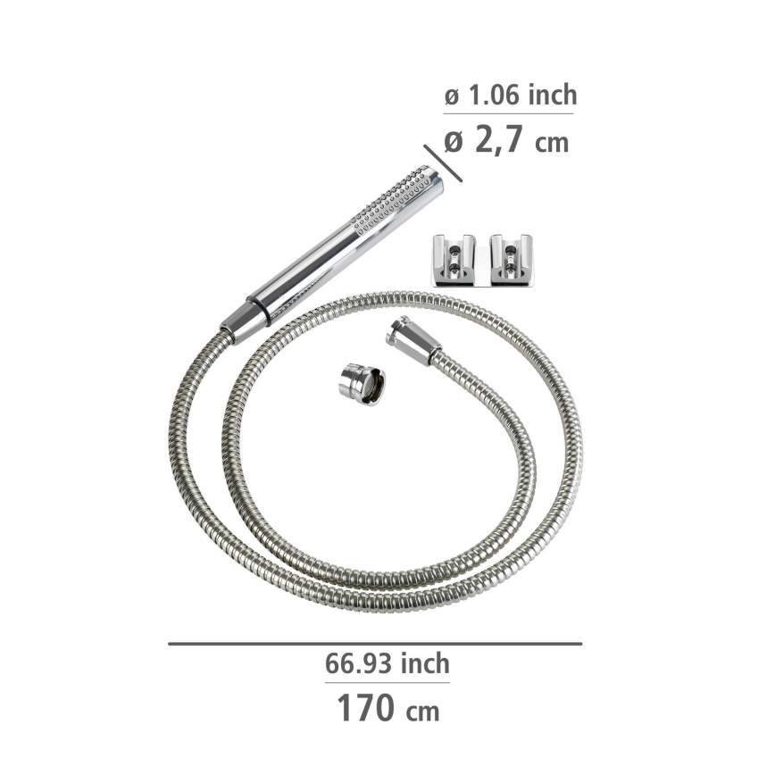 WENKO 81340100 - Dusch DUO 170 x 2,7 cm polerad krom/silver/grå
