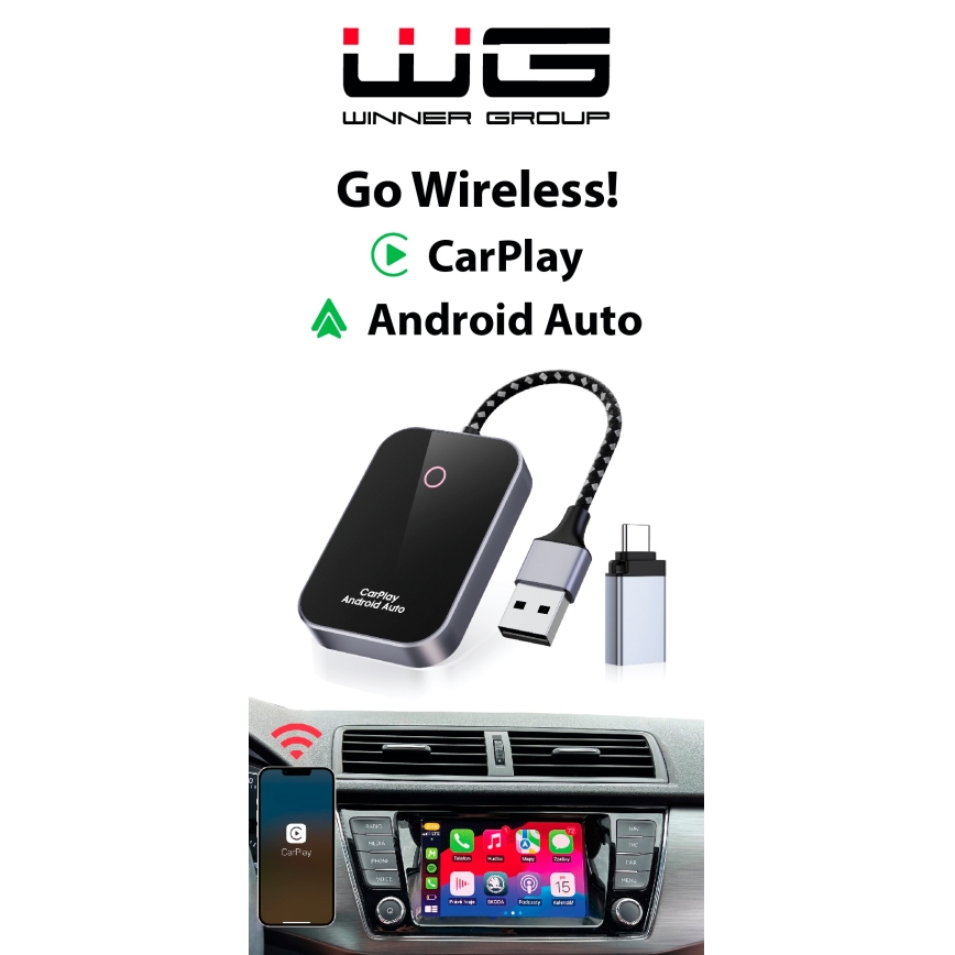 Winner Group-Adapter GoWireless! för sladdlös anslutning CarPlay och Android Bil