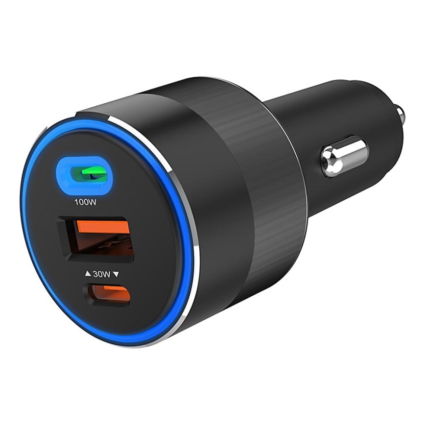Winner Group - Billaddare 2xUSB-C + 1xUSB-A Power Delivery 130W svart