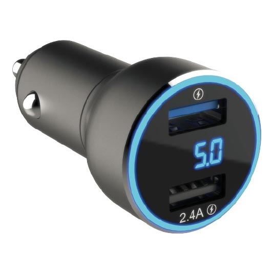 Winner Group - Billaddare med en display 2xUSB-A Power Delivery 30W svart