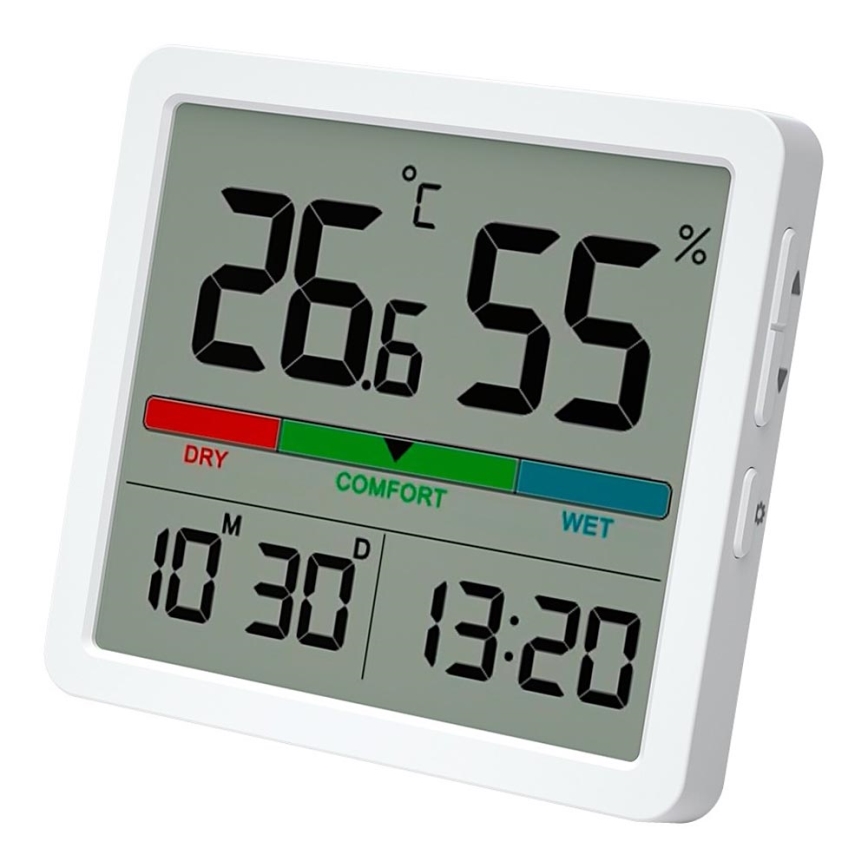 Winner Group - Digital termometer med LCD display och fuktighetsmätare 2xCR2032 vit