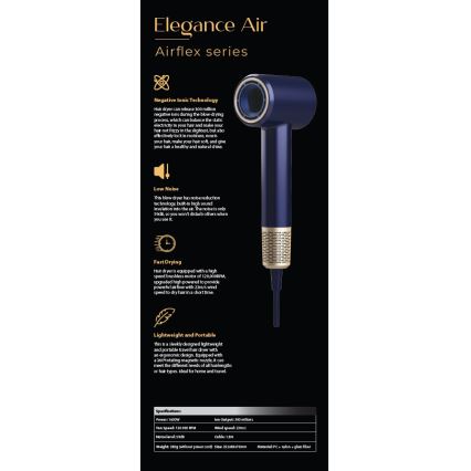 Winner Group - Hårfön med ionisator Elegance Air 1600W/230V blå SCHUKO