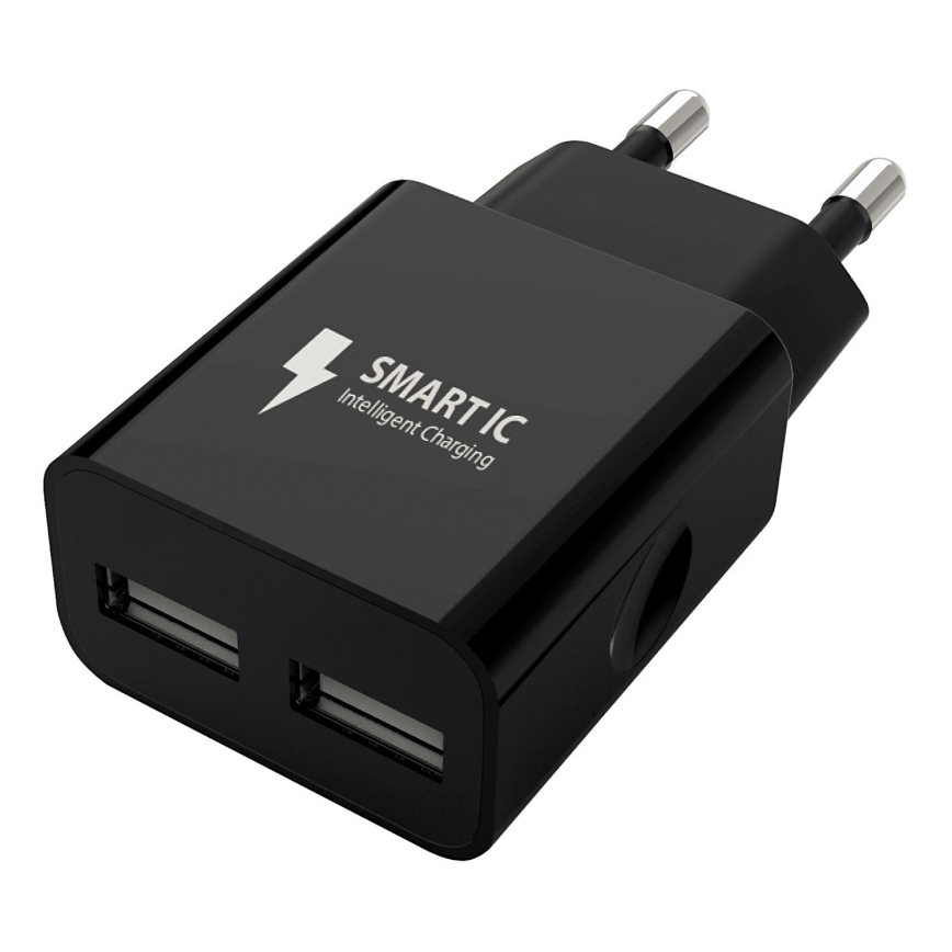 Winner Group - Laddningsadapter 2xUSB-A 12W svart