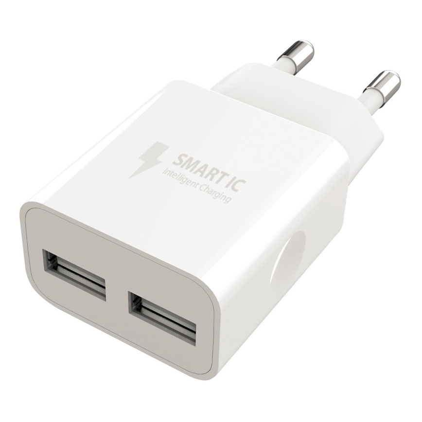 Winner Group - Laddningsadapter 2xUSB-A 12W vit