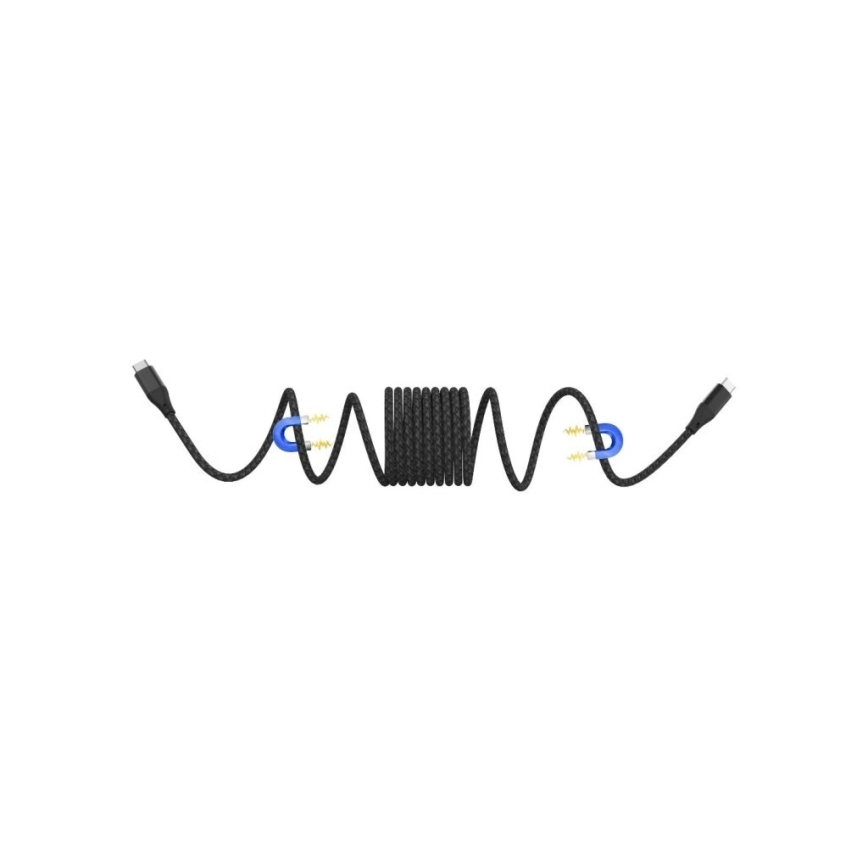 Winner Group - Magnetisk USB-kabel USB-C / USB-C 60W 1m svart