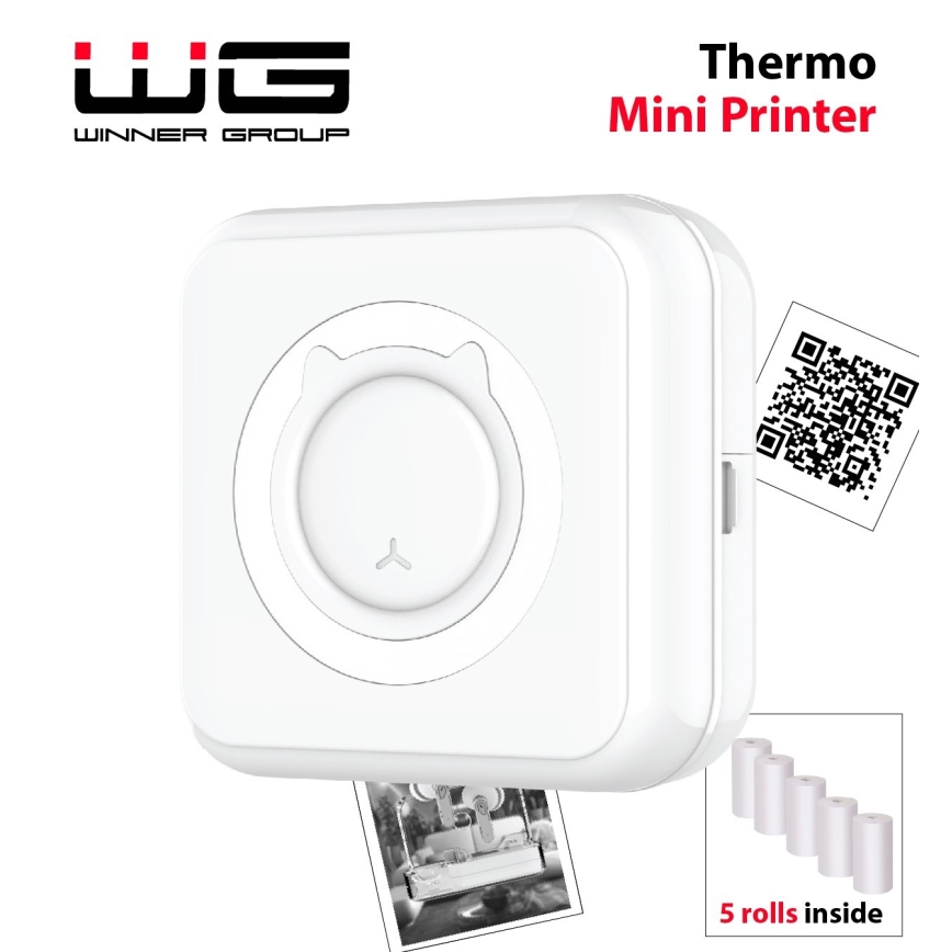 Winner Group - Mini termisk skrivare 800 mAh vit