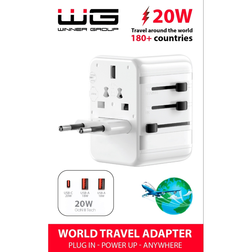 Winner Group - Resa snabbladdning adapter Power Delivery 20W vit