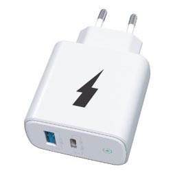 Winner Group - Snabbladdningsadapter 1xUSB-C + 1xUSB-A Power Delivery 38W vit