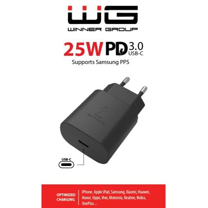 Winner Group - Snabbladdningsadapter 1xUSB-C Power Delivery 25W svart