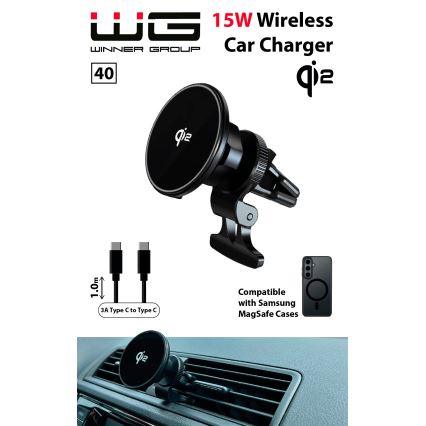 Winner Group - Trådlös laddare och hållare för bil 15W Qi2 MagSafe