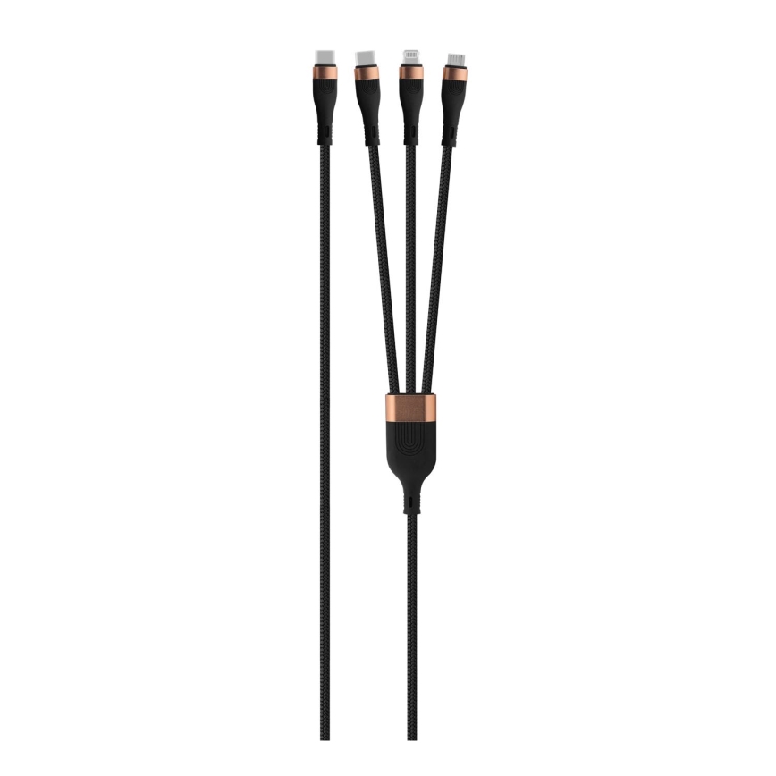 Winner Group -USB-kabel 3i1 USB-C / Lightning, USB-C och Micro USB 100W 1,5m svart