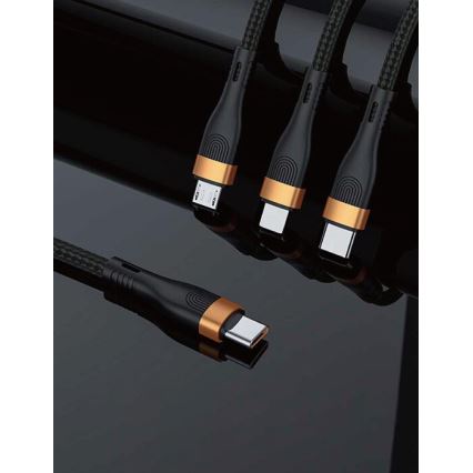 Winner Group -USB-kabel 3i1 USB-C / Lightning, USB-C och Micro USB 100W 1,5m svart