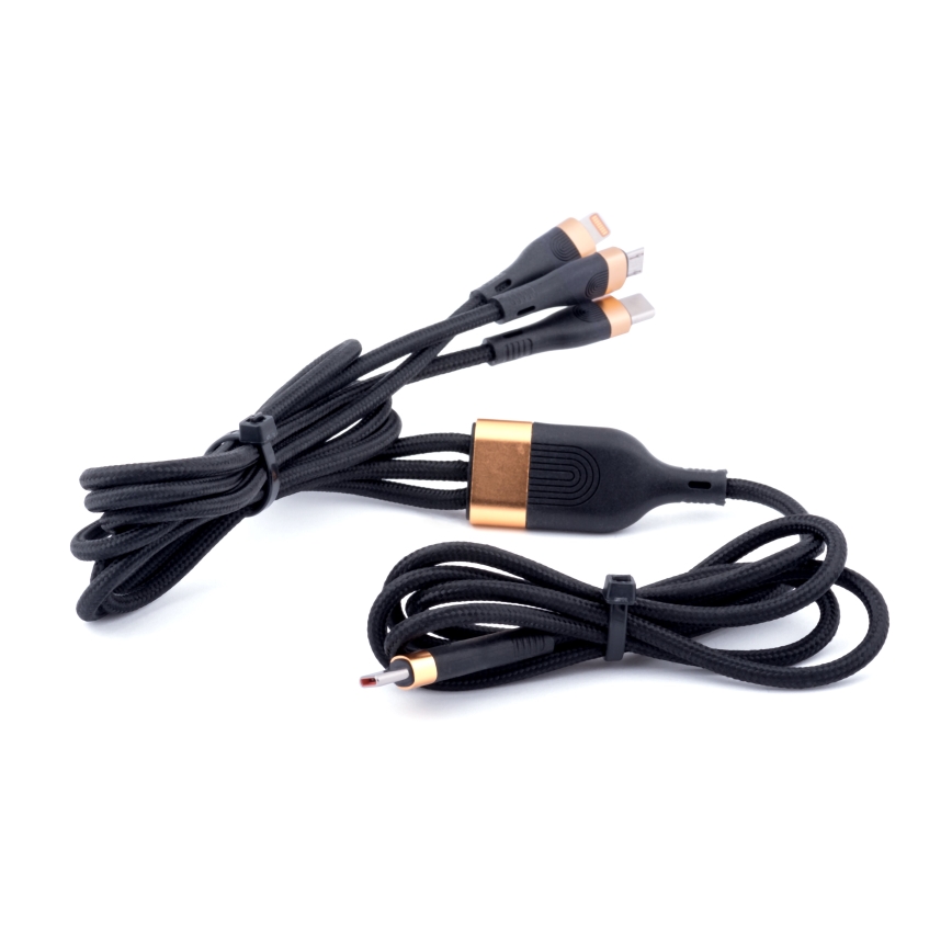 Winner Group -USB-kabel 3i1 USB-C / Lightning, USB-C och Micro USB 100W 1,5m svart