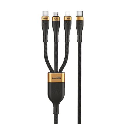 Winner Group -USB-kabel 3i1 USB-C / Lightning, USB-C och Micro USB 100W 1,5m svart