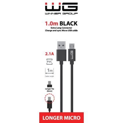 Winner Group - USB-kabel förlängd Micro USB / USB-A 1m svart