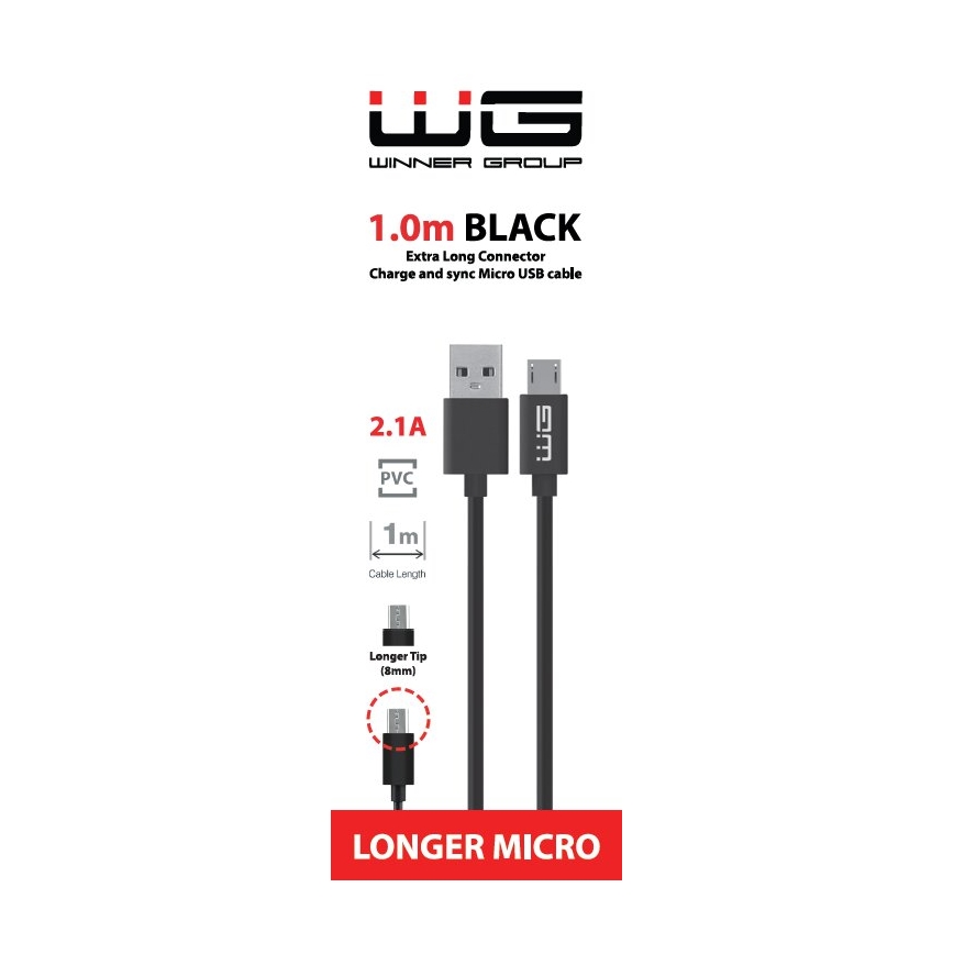 Winner Group - USB-kabel förlängd Micro USB / USB-A 1m svart