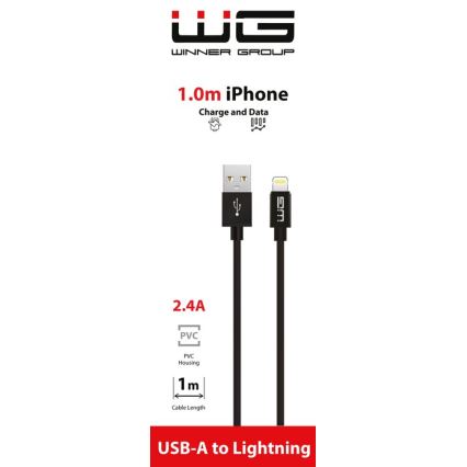 Winner Group - USB-kabel Lightning / USB-A 1m svart