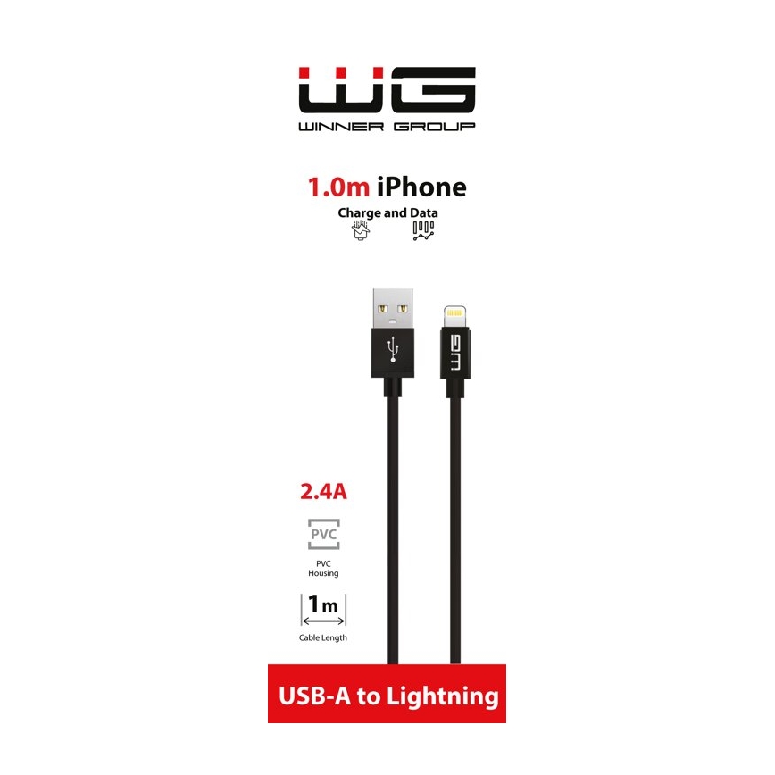 Winner Group - USB-kabel Lightning / USB-A 1m svart