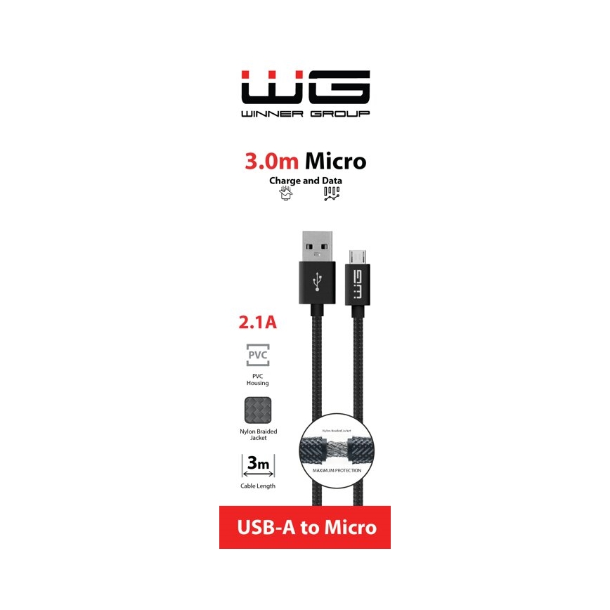 Winner Group - USB-kabel Micro USB / USB-A 3m svart