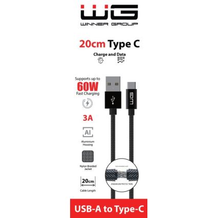 Winner Group - USB-kabel USB-C / USB-A 60W 20cm svart