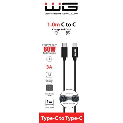 Winner Group - USB-kabel USB-C / USB-C 60W 1m svart