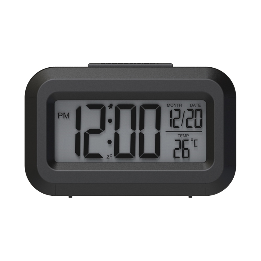 Winner Group - Väckarklocka med LCD display och termometer 2xAAA svart