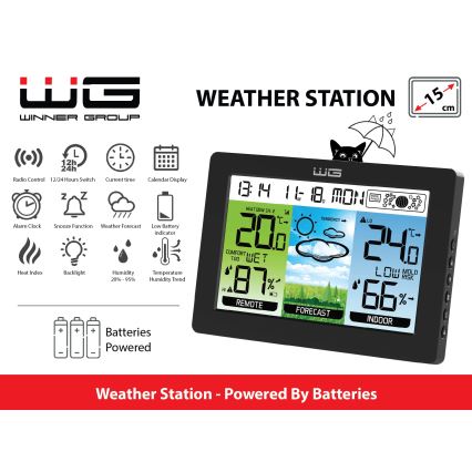 Winner Group - Väderstation med LCD display och väckarklocka 5xAAA