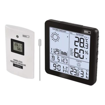 Wireless weather station with an alarm clock 3xAA svart