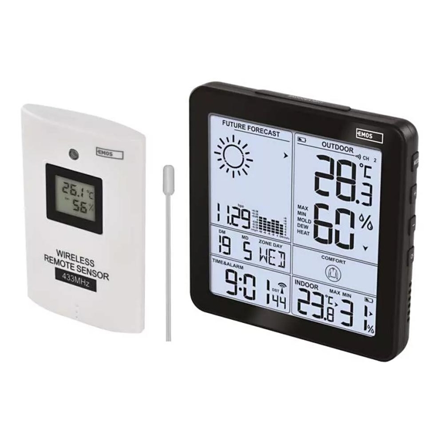 Wireless weather station with an alarm clock 3xAA svart