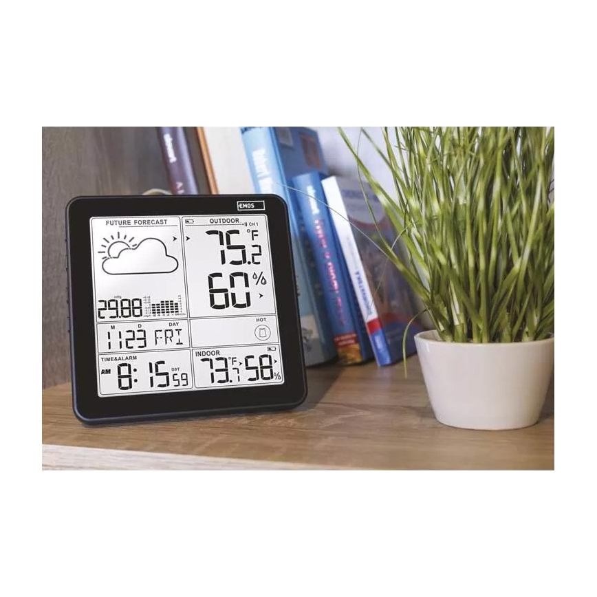Wireless weather station with an alarm clock 3xAA svart