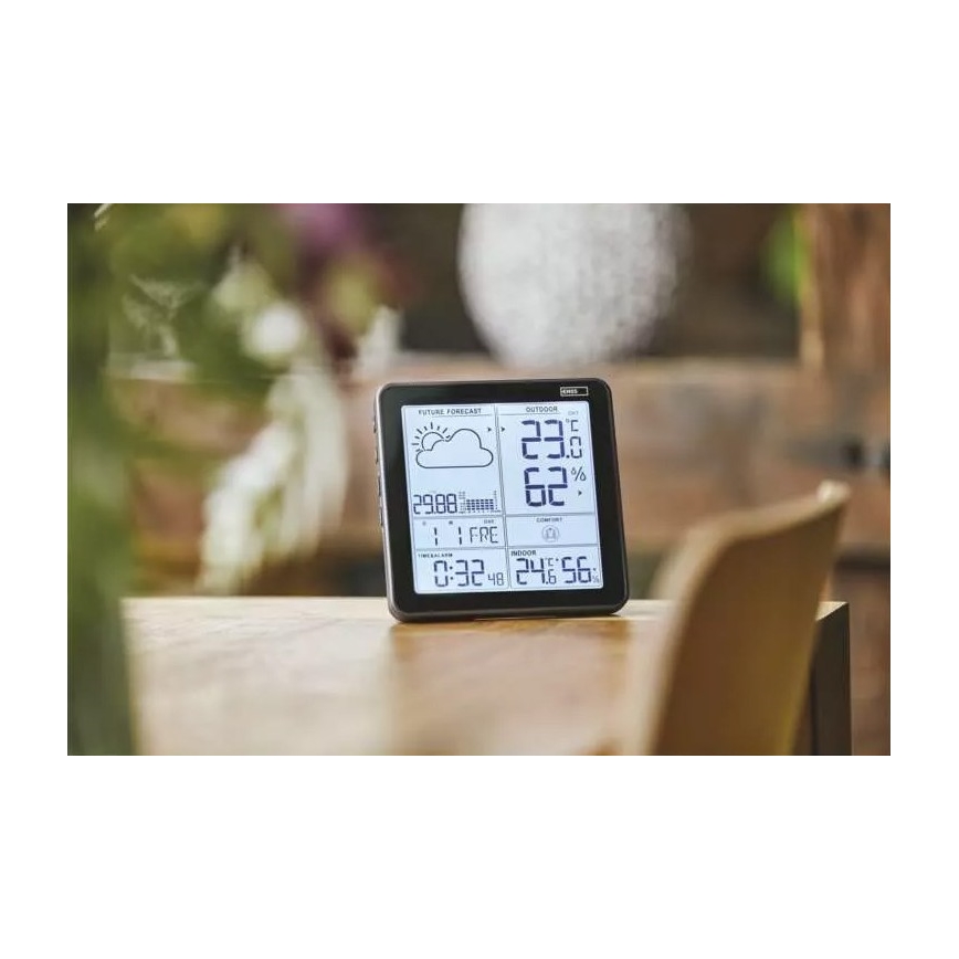 Wireless weather station with an alarm clock 3xAA svart