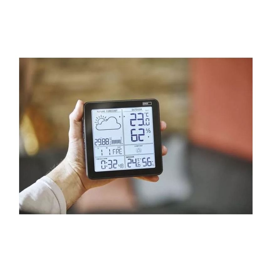 Wireless weather station with an alarm clock 3xAA svart