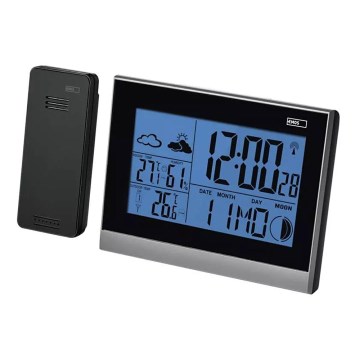 Wireless weather station with an alarm clock 3xAAA svart