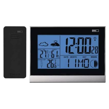Wireless weather station with an alarm clock 3xAAA svart