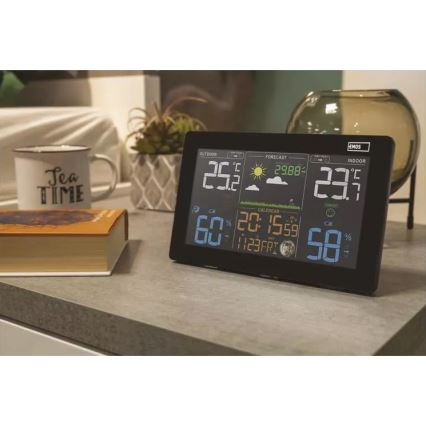 Wireless weather station with an alarm clock 3xAAA svart