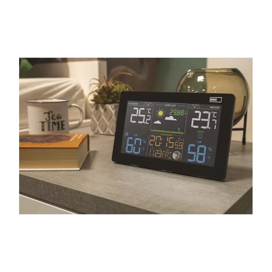 Wireless weather station with an alarm clock 3xAAA svart