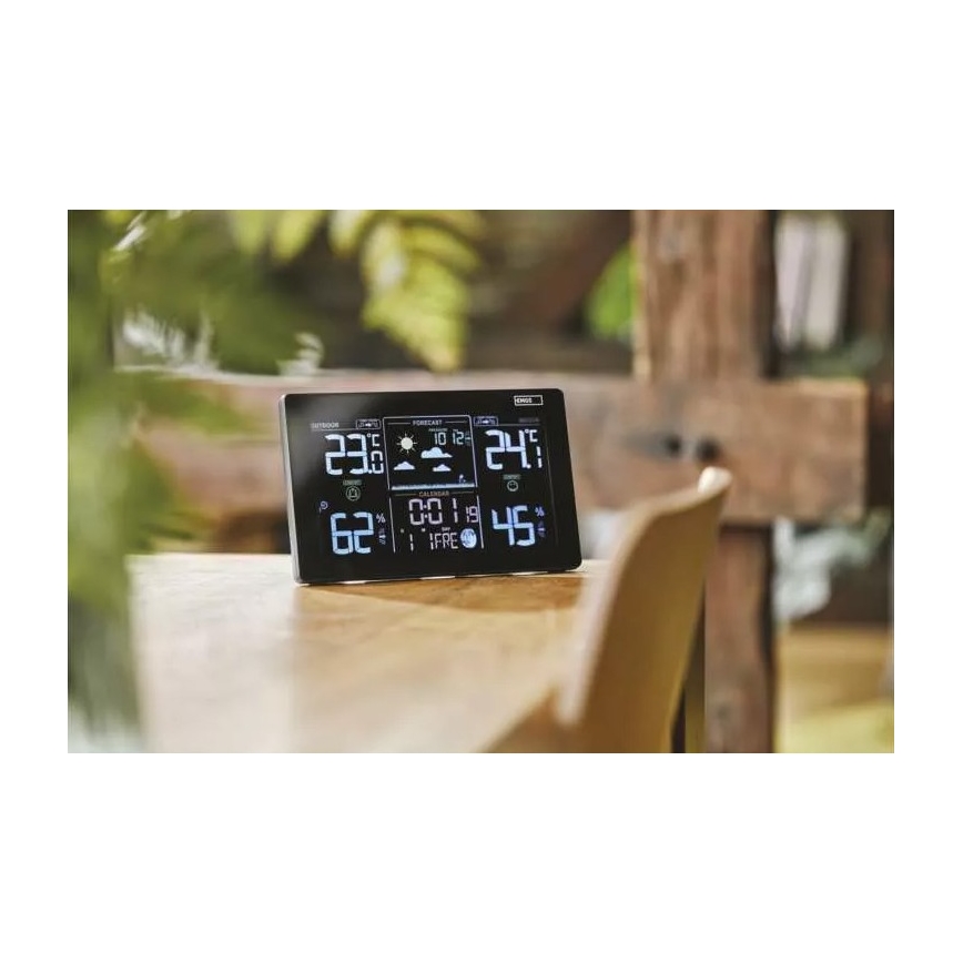 Wireless weather station with an alarm clock 3xAAA svart