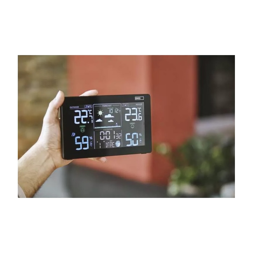 Wireless weather station with an alarm clock 3xAAA svart