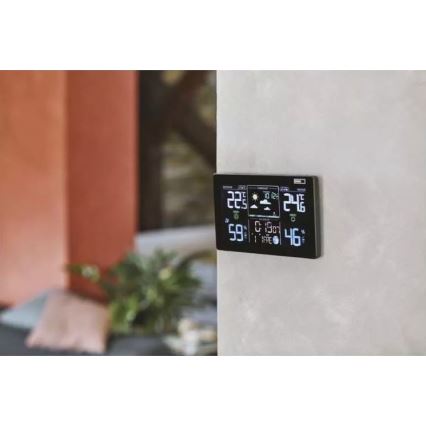 Wireless weather station with an alarm clock 3xAAA svart