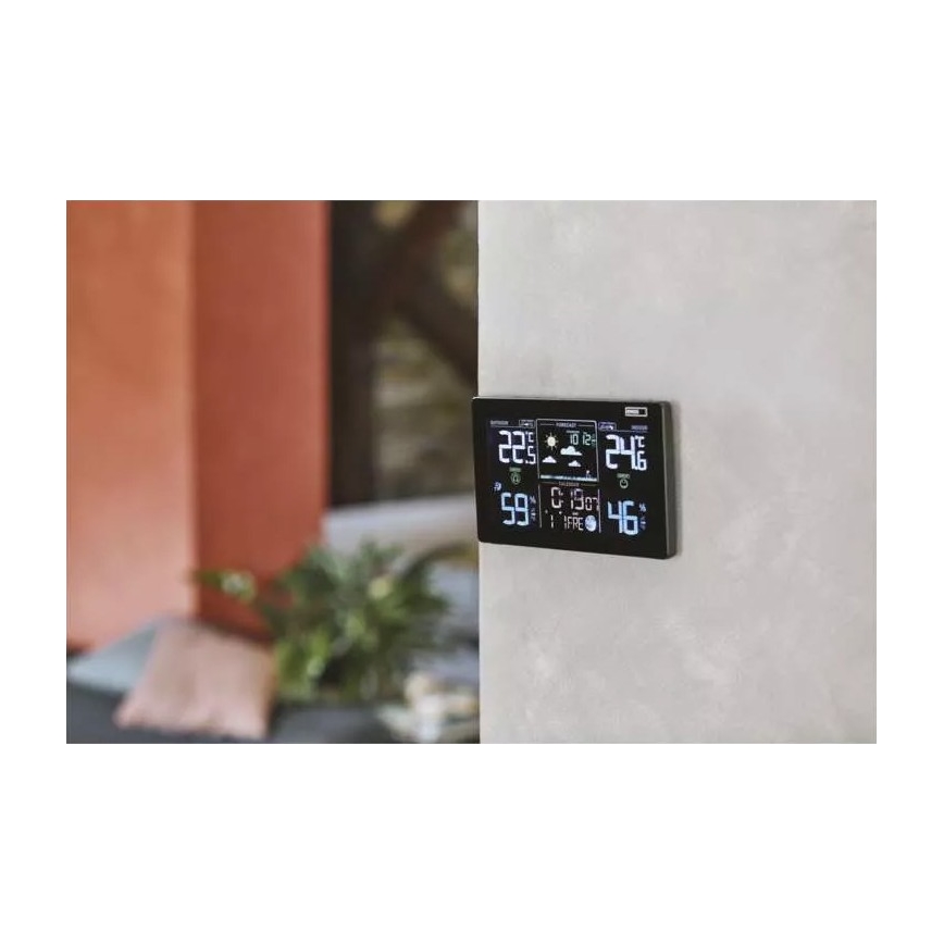 Wireless weather station with an alarm clock 3xAAA svart